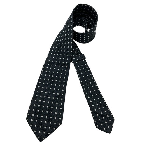 BRIONI XL Black/White Polka Dot Silk LUXURY Tie HANDMADE ITALY