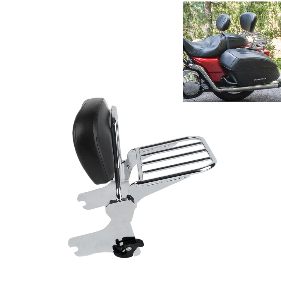 Chrome Backrest Sissy Bar + Luggage Rack For Harley 94-08 Touring FLHT FLHX FLHR - Изображение 4 из 4