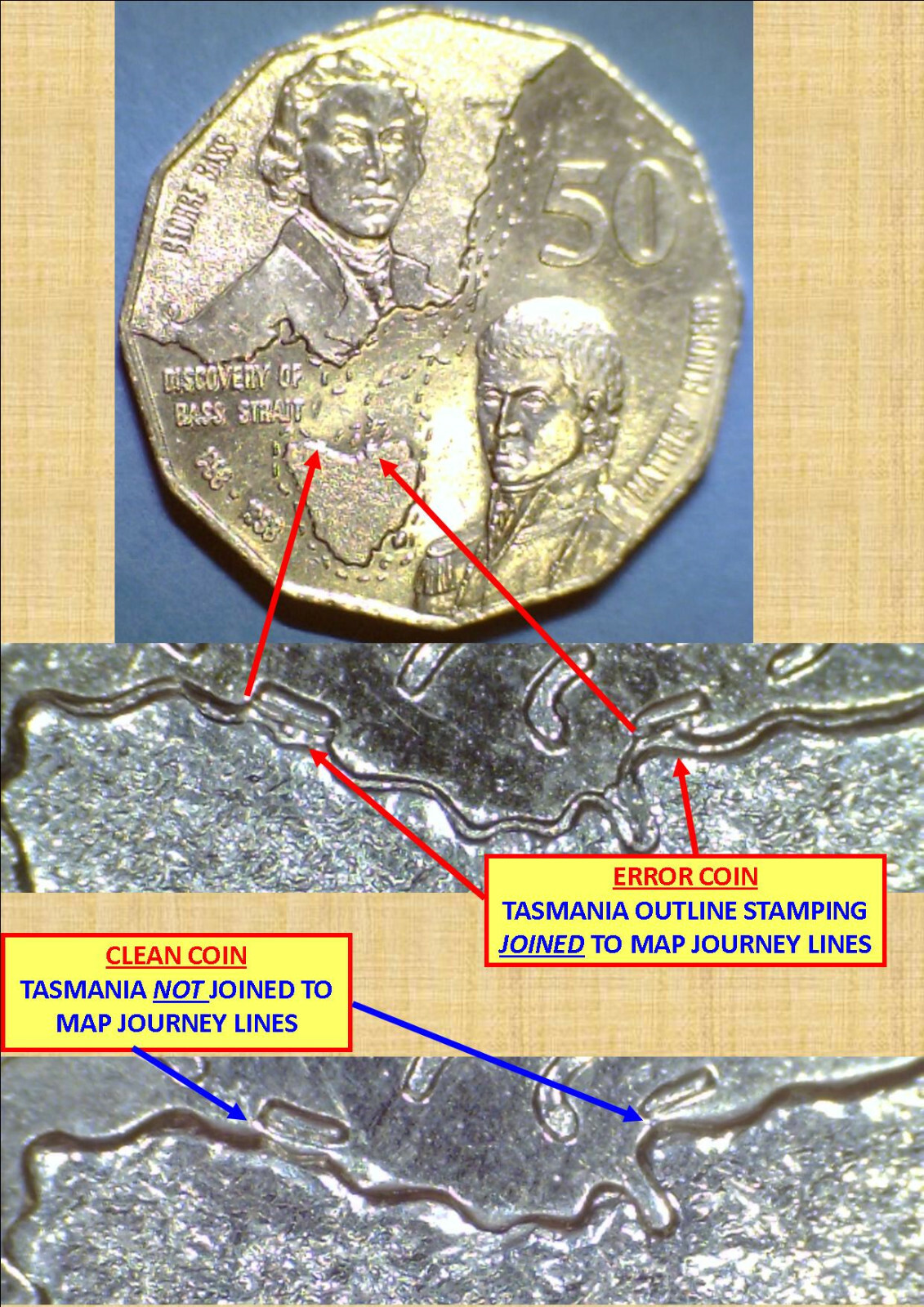 1998 AUSTRALIAN 50 CENT COMMEMORATIVE COIN BASS AND FLINDERS WITH 1998-australian-50-cent-commemorative-coin-bass-and-flinders-with