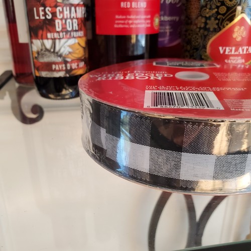 Black & White Checked Wired Edge Ribbon 50 yards Berkey Jensen Premium 1.5" Wide - Picture 15 of 24