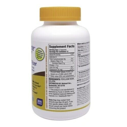 Equate Daily Fiber Supplement 100 Psyllium Husk (300 Capsules)... eBay