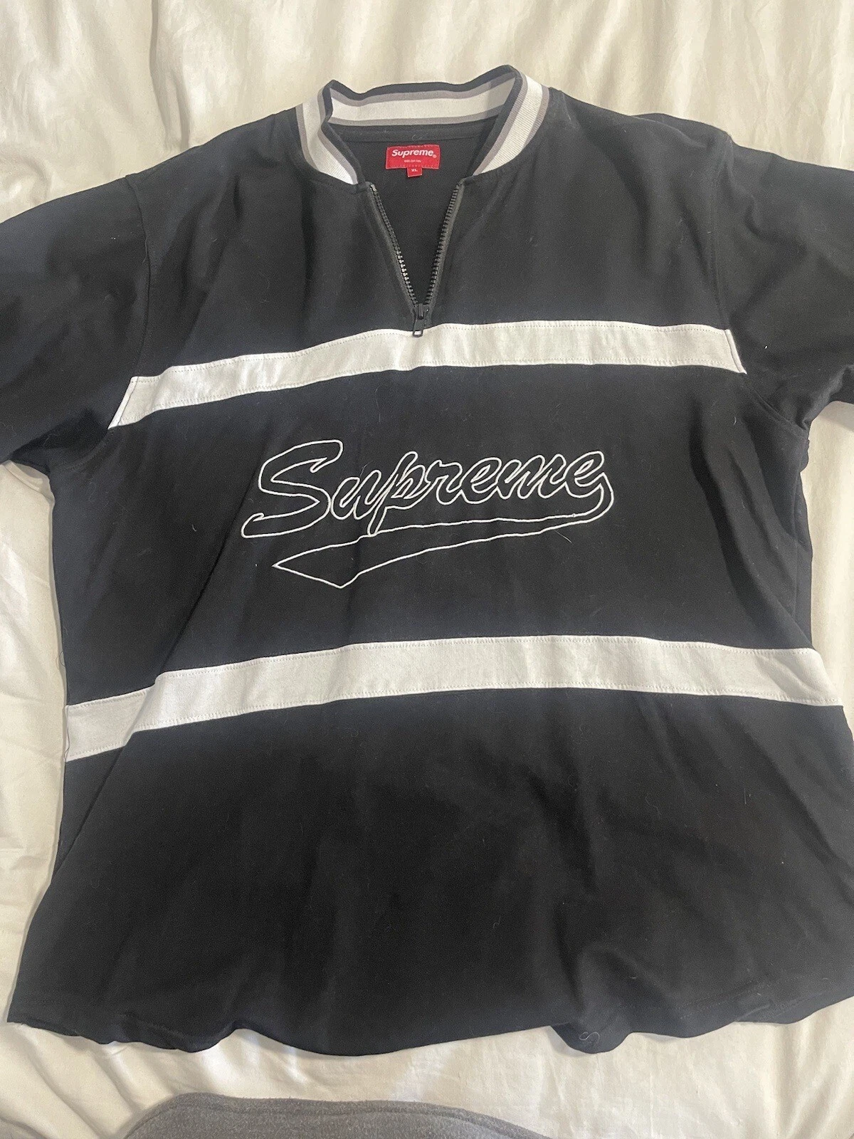 Supreme 1/4 Zip Short Sleeve Baseball Jersey   Black SS17
