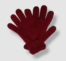 Style  Co Women's Red Solid Shine Tech-Tip Gloves OS