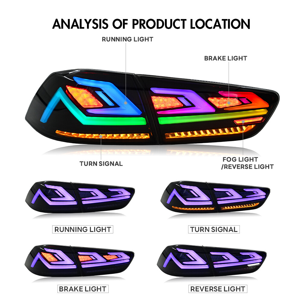 RGB LED Tail Lights For Mitsubishi Lancer EVO X 2008-2018