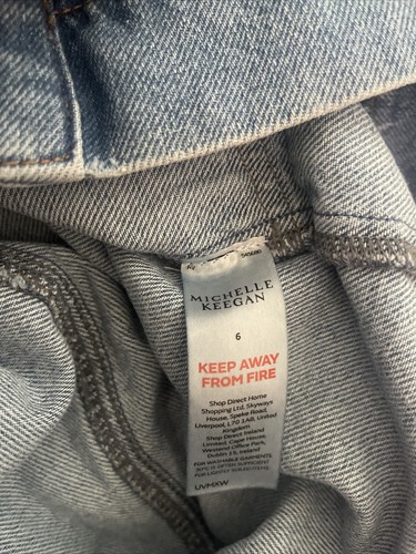 Michelle Keegan Denim Dress Size 6 UK Puff Sleeve Button Up Belted Mini Sexy - Picture 10 of 13