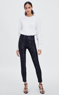 Zara Shiny Snakeskin Print Leggings | eBay