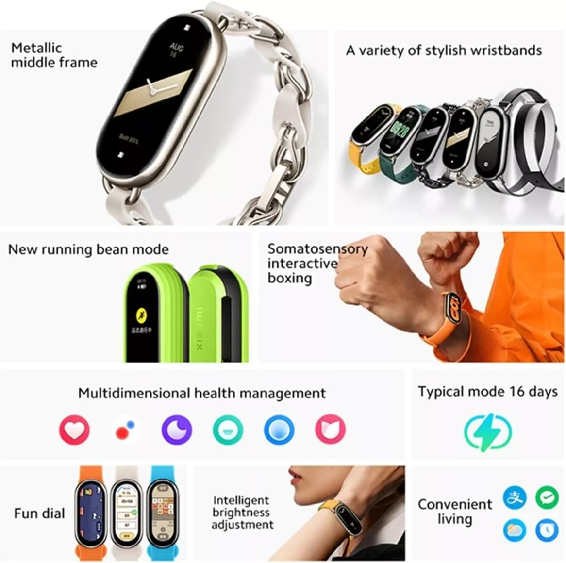 Xiaomi Smart Band 8 Active Fitness Tracker & Activity Tracker with 1.47  LCD Display, 14-Day Battery Life, Blood Oxygen, Heart Rate, Sleep & Stress