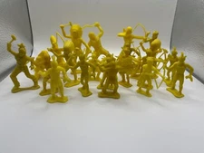 Vintage Plastic Cowboys and Indians Figures Lot Yellow