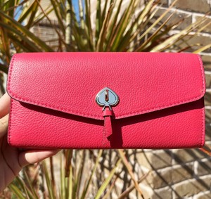 Kate Spade Marti Pebbled Leather Large Flap Wallet Clutch Dark Watermelon Pink - Click1Get2 Offers