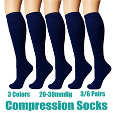 6Pairs Compression Socks 20-30 mmhg Ankle Knee High Running Sport Long Stockings