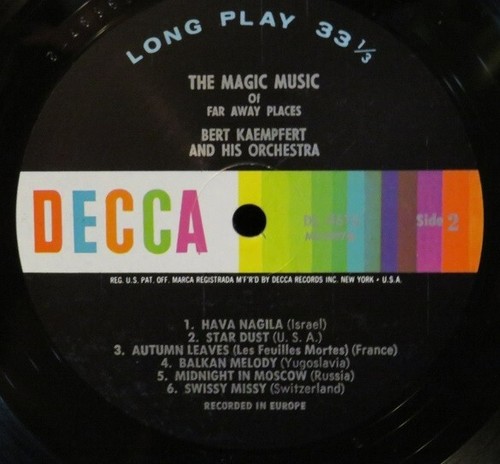 Bert Kaempfert, Magic Music Of Far Away Places, DL-4616, 1965, 33RPM, 3849, - Picture 4 of 4