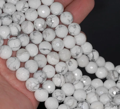 8 MM TÜRKIS HOWLITH EDELSTEIN FACETTIERT RUND LOSE PERLEN 7 ZOLL - Bild 2 von 4