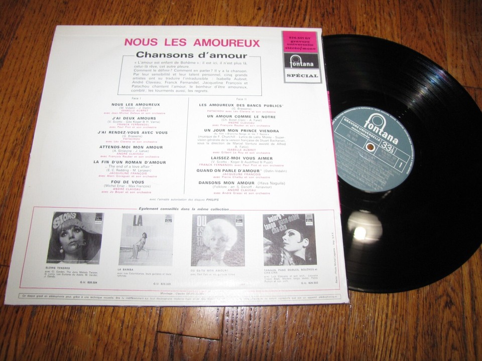 NOUS LES AMOUREUX CHANSONS D'AMOUR - FONTANA RECORDS LP | eBay