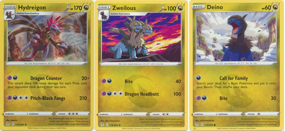 Pokemon evolve set Deino 84/114 Zweilous 85/114 Hydregion 62/111 MINT from  Pack