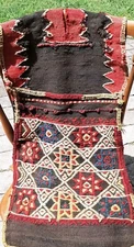 Vintage Kurdish Saddlebag Rug Hand Woven Wool Camel Donkey Horse Double  65"x16"