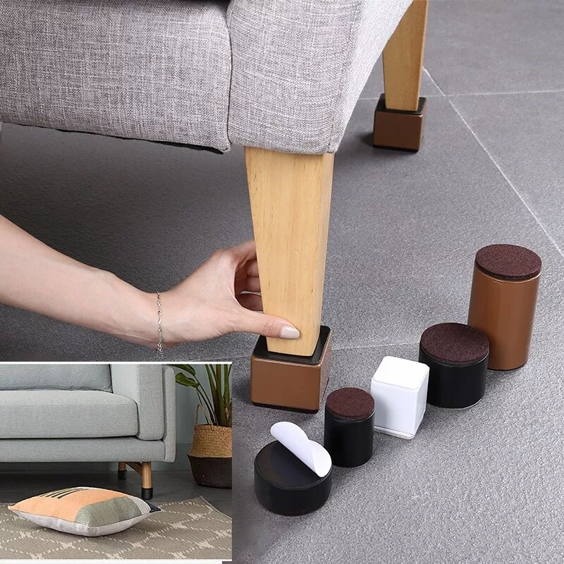 4 X Carbon Steel Furniture Risers Sofa Couch Table Feet Leg Lift Heavy Duty Bed