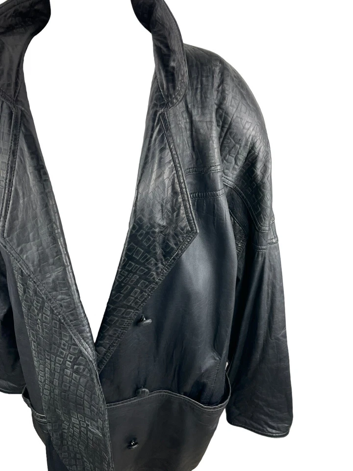 Gabardina de Colección Avanti para Mujer Talla M Negra Cuero Genuino Sobre Abrigo Chaqueta Forrada Foto 4 de 4