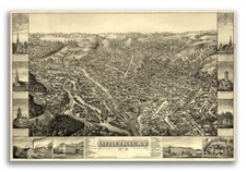 1881 Little Falls New York Vintage Old Panoramic NY City Map - 24x36