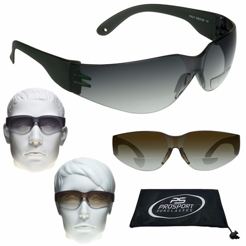 2 PAIRS Z87 Safety BIFOCAL Sunglass READERS Glasses Sport Wrap Work