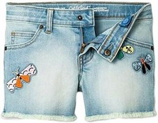 CAT JACK GIRL FADED DENIM BUTTERFLY PATCHES SHORTS