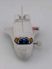 Tomy Vintage Wind Up Toy Space Shuttle with Astronaut White Works