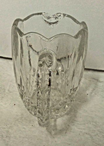 Lead Crystal Creamer Server Pitcher 4" Tall 3" Diameter Cut Diamond Pattern - Picture 7 of 10