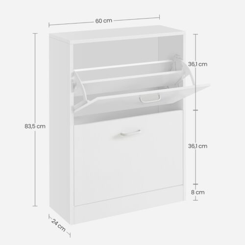 Schuhschrank Schuhkipper Schuhregal 2 Kipper Schuhablage kommode 60x83.5x24 cm - Bild 9 von 18