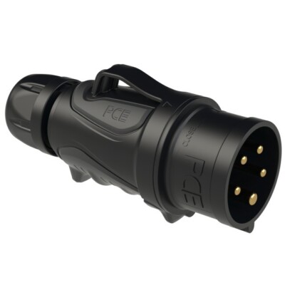 16A CEE Stecker IP44/54 5-polig 400V GRIP schwarz PCE 0153-6x #102