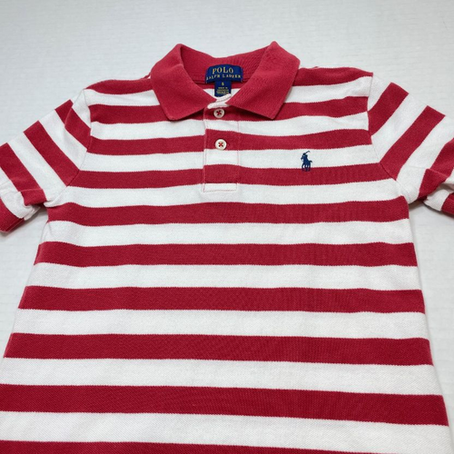 Polo Ralph Lauren Boy's Polo Shirt - Red and White Striped - Size 6 - EUC - Picture 2 of 9