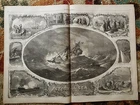 Story of the Sea Naval Engagement Sailing 1864 Civil War Sketch Print Foldout