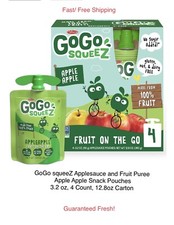 GoGo Squeez Applesauce Snack Pouches, Apple Apple Flavor, 4 Count, 12.8oz Carton