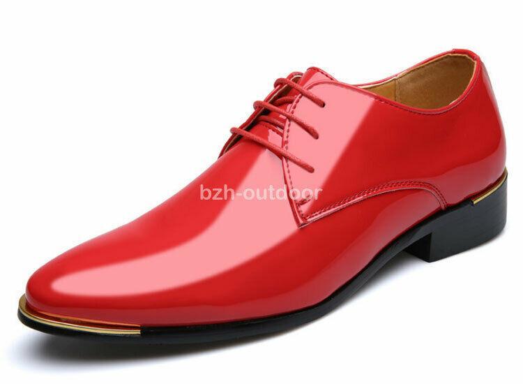 SAOLA Scarpe da sposa uomo eleganti in pelle verniciata formali a punta casual taglie forti