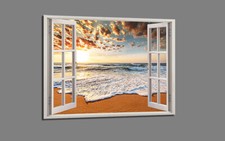 Quadro su tela Quadri moderni finesta spiaggia 120 x 80 cm  modello : XXL 5006