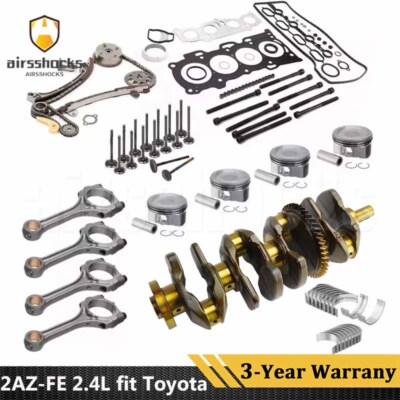 2AZ-FE 2.4L Engine Overhaul Rebuild Kit w/ Crankshaft Rods Timing Kit For Toyota