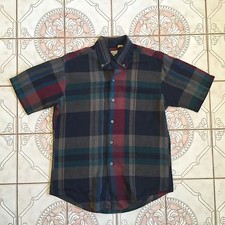 VTG 1950'S RAYON SHIRT SHADOW PLAID ARROW CHEVELLA ROCKABILLY Size M