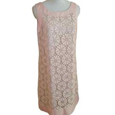Eliza J Floral Lace Overlay Sheath Dress Size 6 Dusty Pink Sleeveless Cocktail