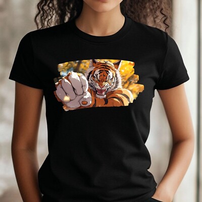 T-Shirt Frauen Tiger im Anime Style Motiv Baumwolle Größe XS bis 3XL
