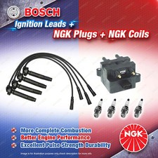 NGK Spark Plugs Coil + Bosch Leads for Subaru Forester SG Liberty BE Outback BH
