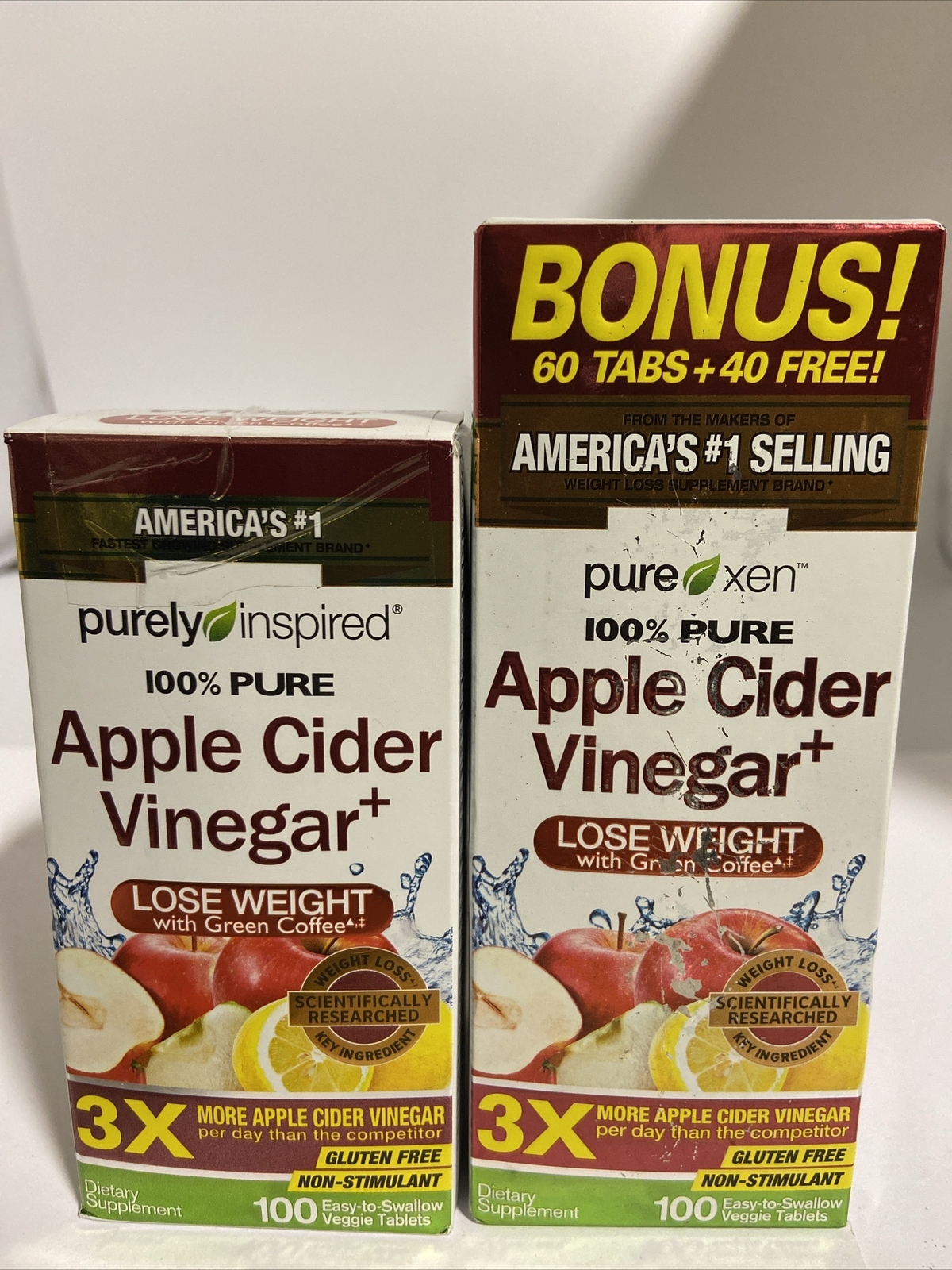 2 BottlesPure Xen APPLE CIDER VINEGAR+Green coffee Weight Loss Tablets