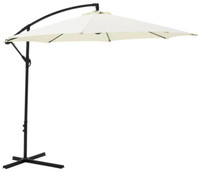 Home 3m Overhanging Garden Parasol - Cream | Outdoor Patio Sun Shade Parasol