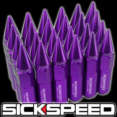 SICKSPEED 24 PC PURPLE SPIKED ALUMINUM LUG NUTS WHEEL/RIM 12X1.5 L18