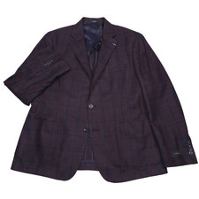 Vince Iker Loro Piana Berry Sport Coat Mens 46R Slim Wool Silk Cashmere Plaid