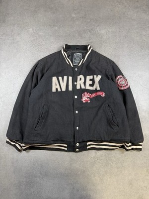 VINTAGE 90S 2000S AVIREX COLLEGE JACKE VARSITY JACKET WOLLE GRAU GR. XL