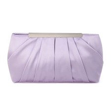RomanticDesign Elegant Evening Clutch Pleated Satin Bridal Purse Party Lavender