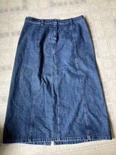 CHRISTOPHER AND  BANKS SIZE 12 LONG Blue DENIM JEAN SKIRT Modest Back Slit
