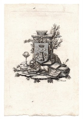 Exlibris Bibliotheque De Laussaut Ex-Libris Bookplate Engraving 18E