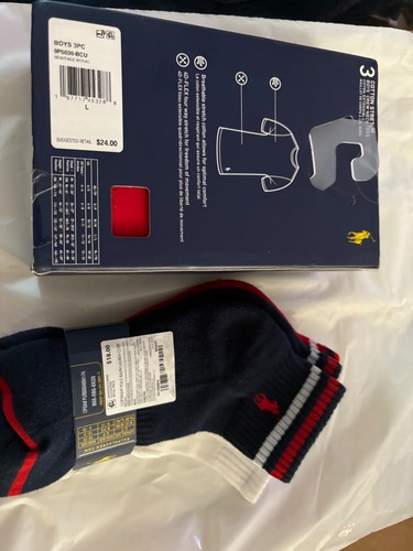 POLO RALPH LAUREN NEW 3 Pack Boys Large L 14 16 SS TShirt and match Sox fast sh - Picture 9 of 9
