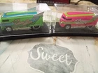 2- vintage Liberty Promotion { Drag Bus/ Pink Volks Drag'n & Grn. Drag on Wagon.