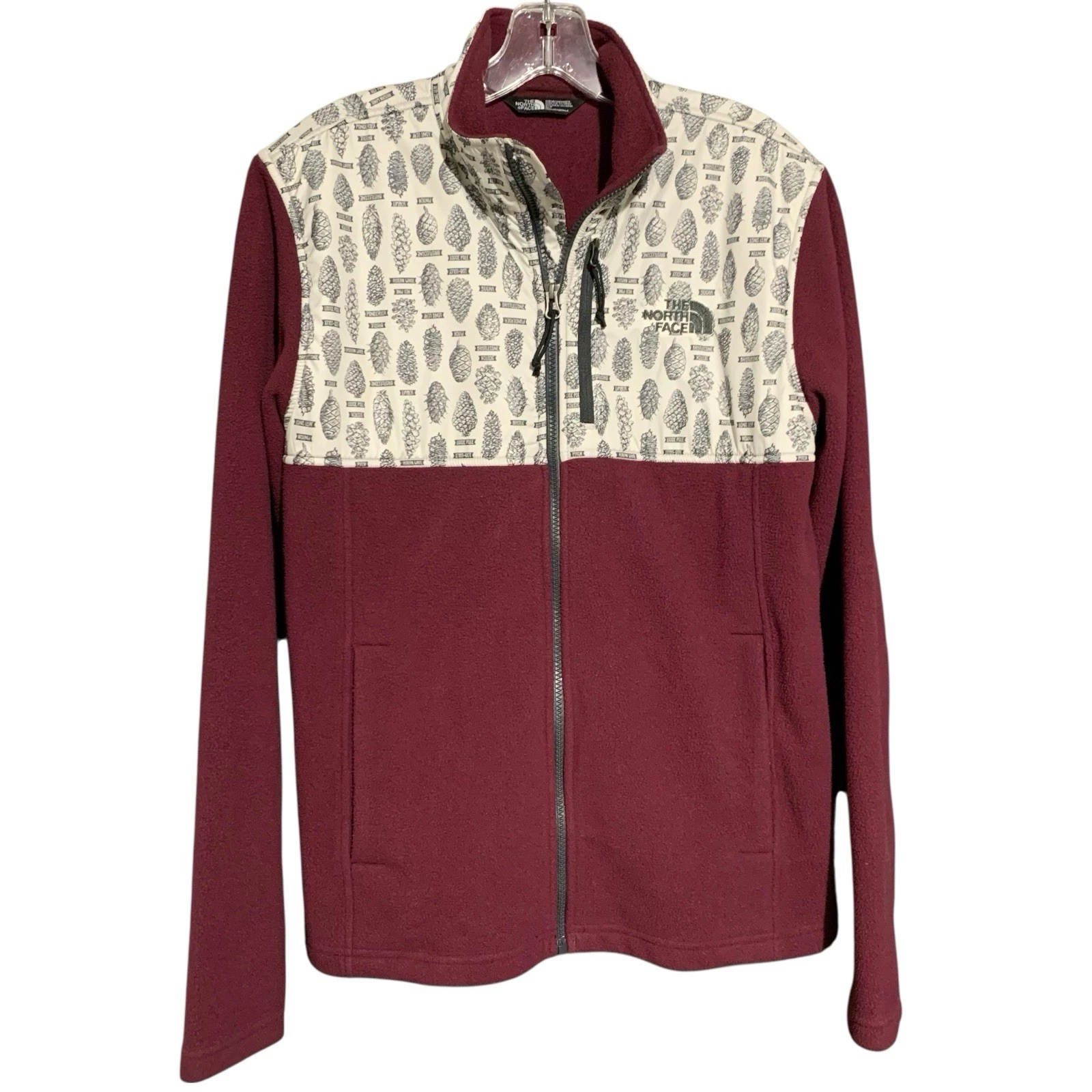 The North Face Jacket Mens Fleece Red Pine Cone Hiking Full Zip
