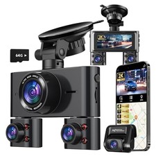 4K Dual Dash Cam Front  Rear with GPS, WiFi, Night Vision, 64GB Storage